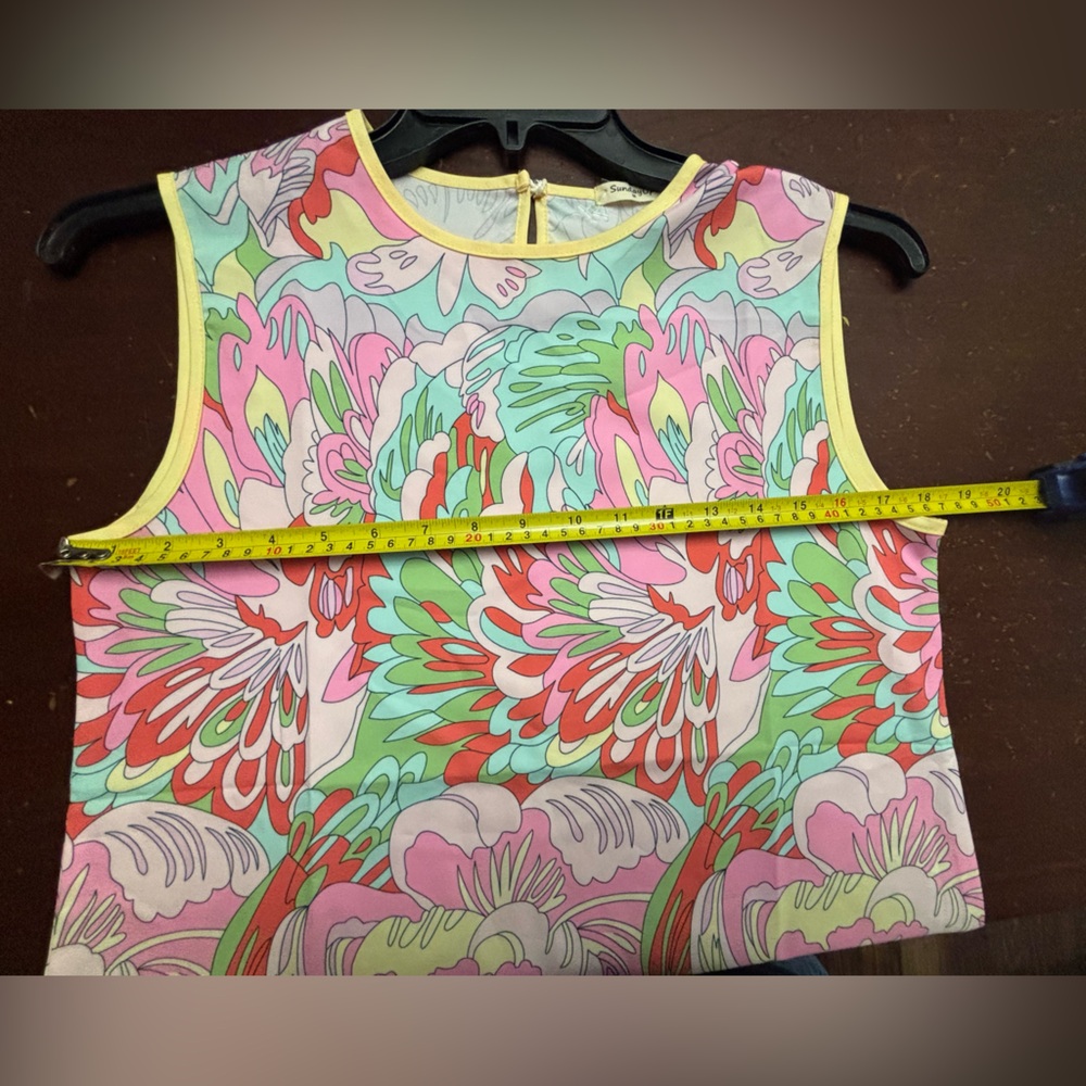 Sunday up floral print charmeuse top medium colorway bold smock flowers yellow